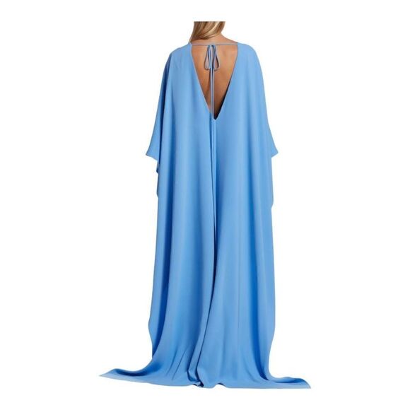 Oscar de La Renta Blue Cape Back Caftan Gown Size XS - Picture 5 of 13